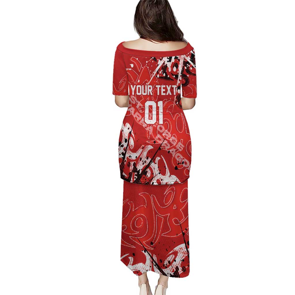 Personalized St. George Illawarra Dragons Rugby Puletasi Urban Street Graffiti Style - Distressed Splatter Elements