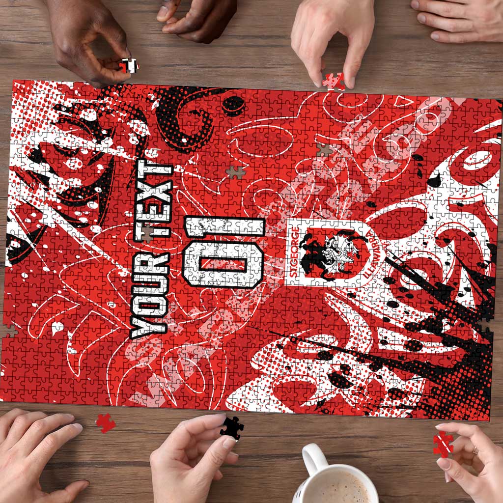 Personalized St. George Illawarra Dragons Rugby Puzzle Urban Street Graffiti Style - Distressed Splatter Elements