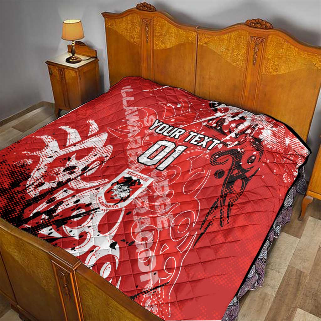 Personalized St. George Illawarra Dragons Rugby Quilt Urban Street Graffiti Style - Distressed Splatter Elements