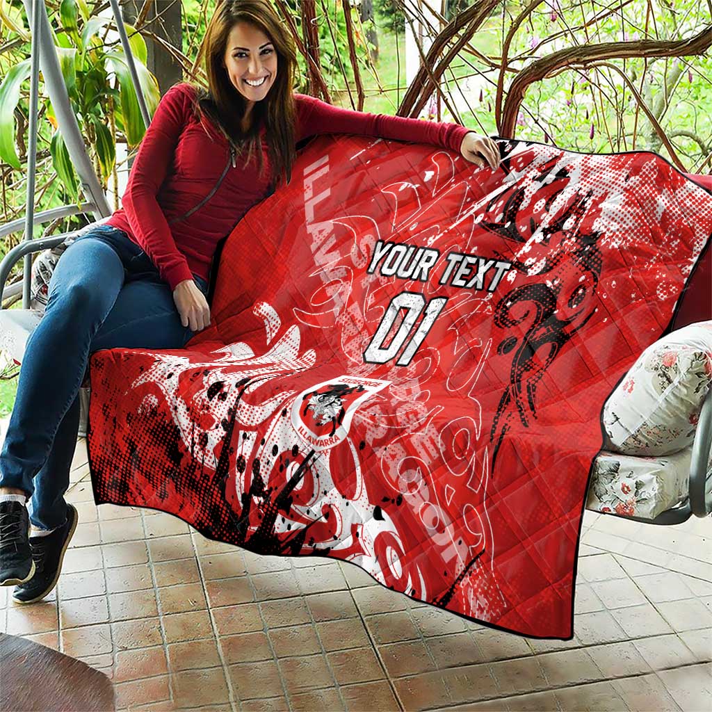 Personalized St. George Illawarra Dragons Rugby Quilt Urban Street Graffiti Style - Distressed Splatter Elements