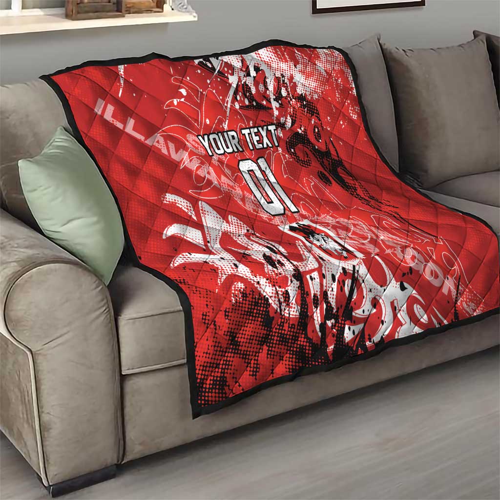Personalized St. George Illawarra Dragons Rugby Quilt Urban Street Graffiti Style - Distressed Splatter Elements