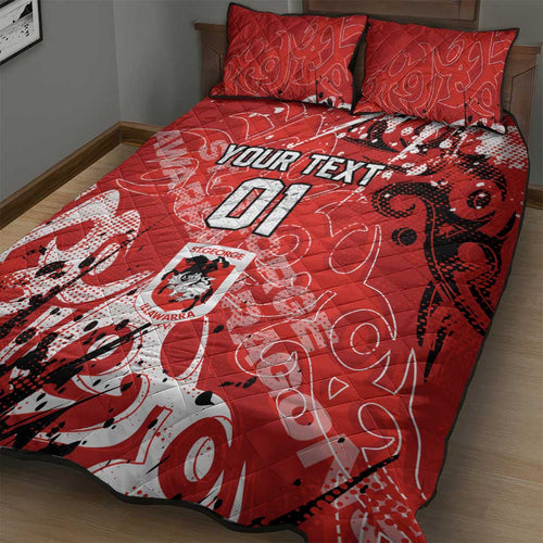 Personalized St. George Illawarra Dragons Rugby Quilt Bed Set Urban Street Graffiti Style - Distressed Splatter Elements