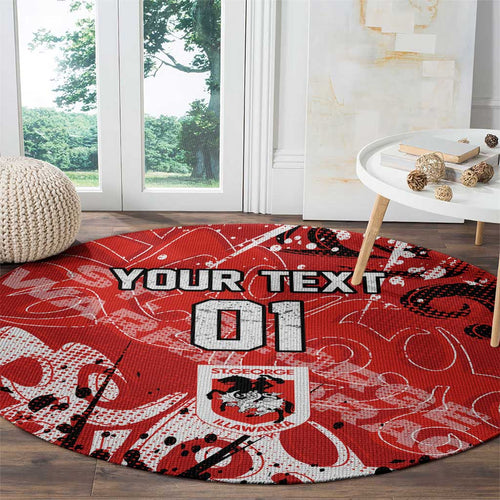 Personalized St. George Illawarra Dragons Rugby Round Carpet Urban Street Graffiti Style - Distressed Splatter Elements
