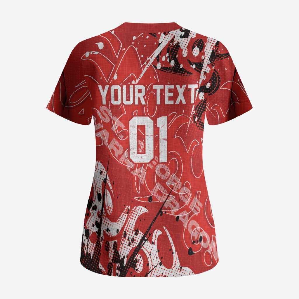 Personalized St. George Illawarra Dragons Rugby Scrub Top Urban Street Graffiti Style - Distressed Splatter Elements
