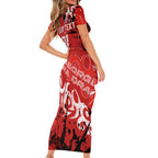 Personalized St. George Illawarra Dragons Rugby Short Sleeve Bodycon Dress Urban Street Graffiti Style - Distressed Splatter Elements