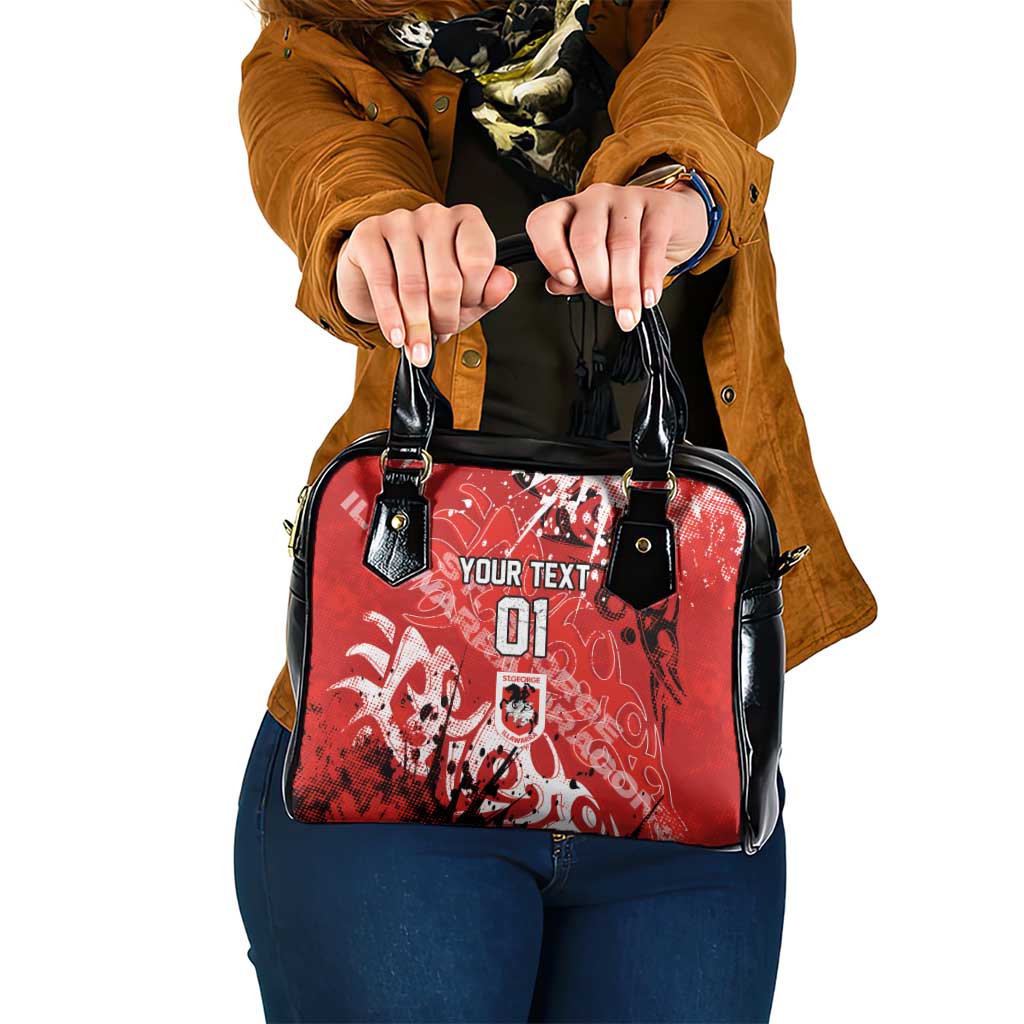 Personalized St. George Illawarra Dragons Rugby Shoulder Handbag Urban Street Graffiti Style - Distressed Splatter Elements