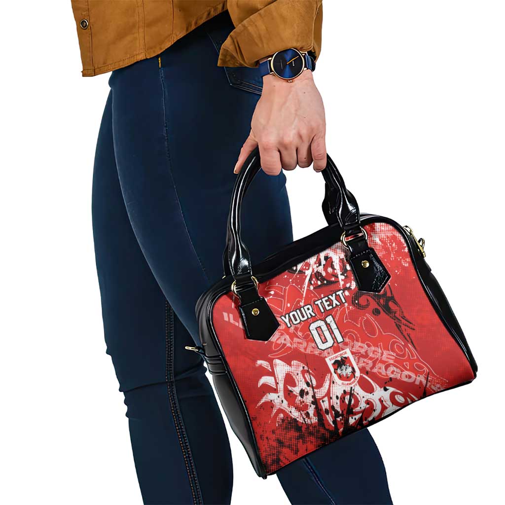 Personalized St. George Illawarra Dragons Rugby Shoulder Handbag Urban Street Graffiti Style - Distressed Splatter Elements