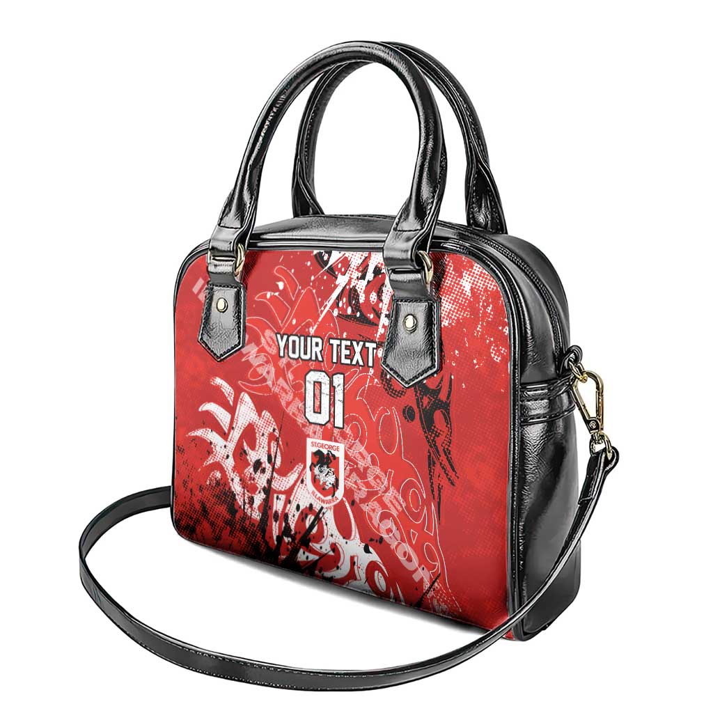 Personalized St. George Illawarra Dragons Rugby Shoulder Handbag Urban Street Graffiti Style - Distressed Splatter Elements
