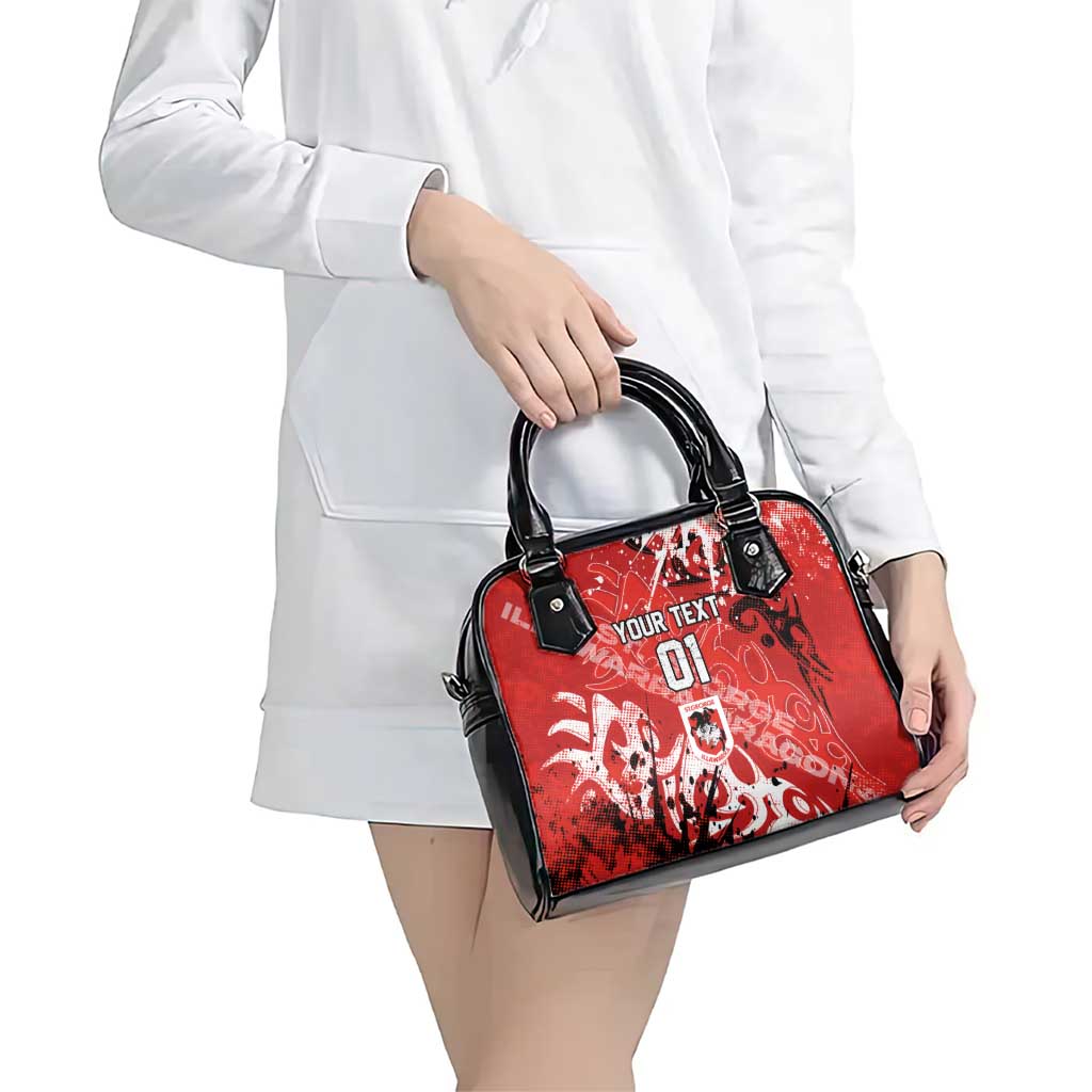 Personalized St. George Illawarra Dragons Rugby Shoulder Handbag Urban Street Graffiti Style - Distressed Splatter Elements