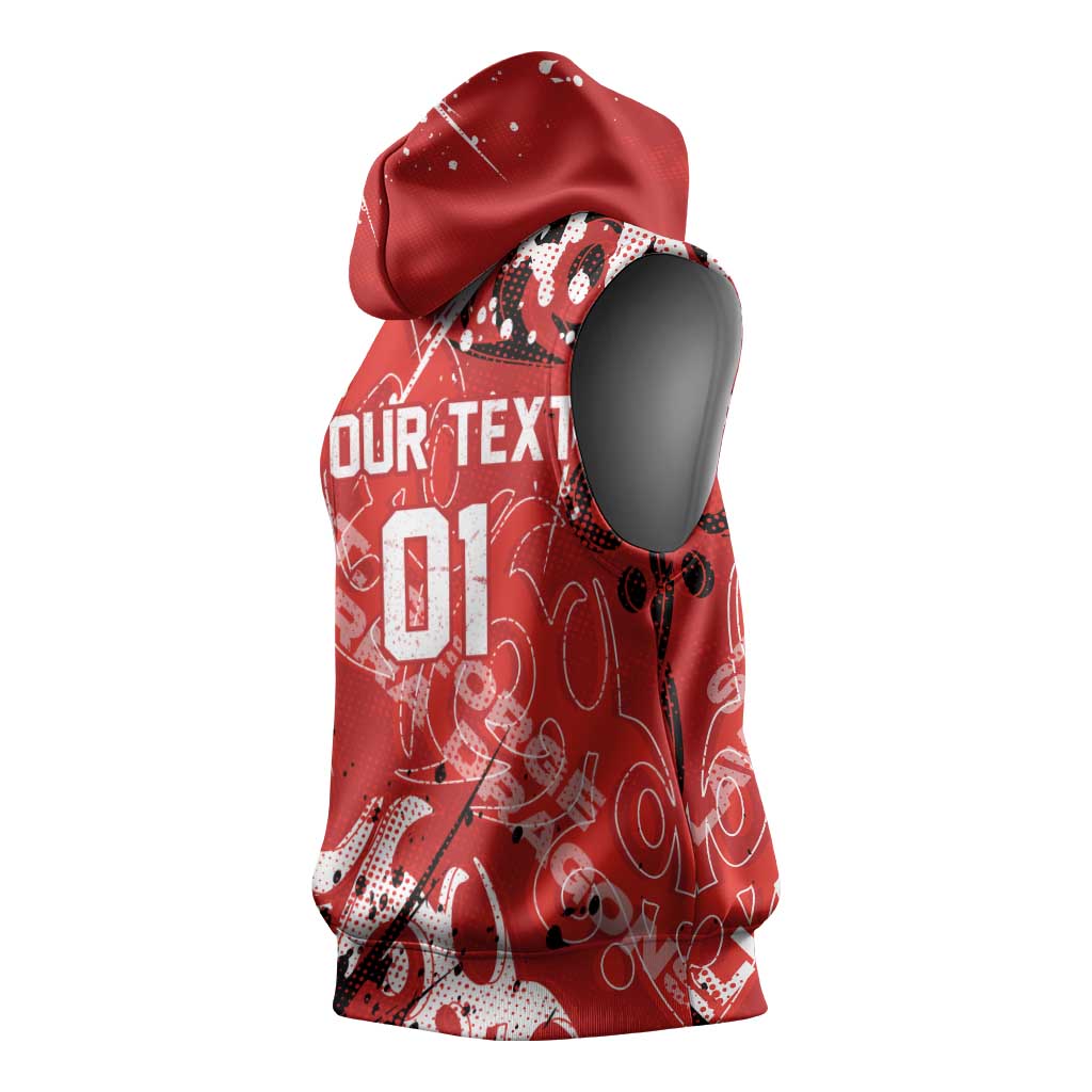 Personalized St. George Illawarra Dragons Rugby Sleeveless Hoodie Urban Street Graffiti Style - Distressed Splatter Elements