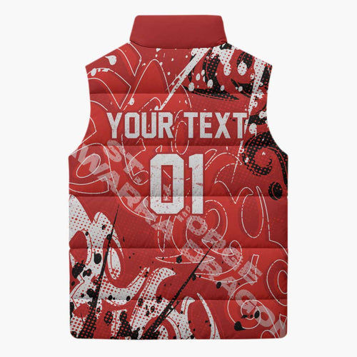 Personalized St. George Illawarra Dragons Rugby Sleeveless Puffer Jacket Urban Street Graffiti Style - Distressed Splatter Elements