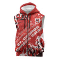 Personalized St. George Illawarra Dragons Rugby Sleeveless Zip Hoodie Urban Street Graffiti Style - Distressed Splatter Elements