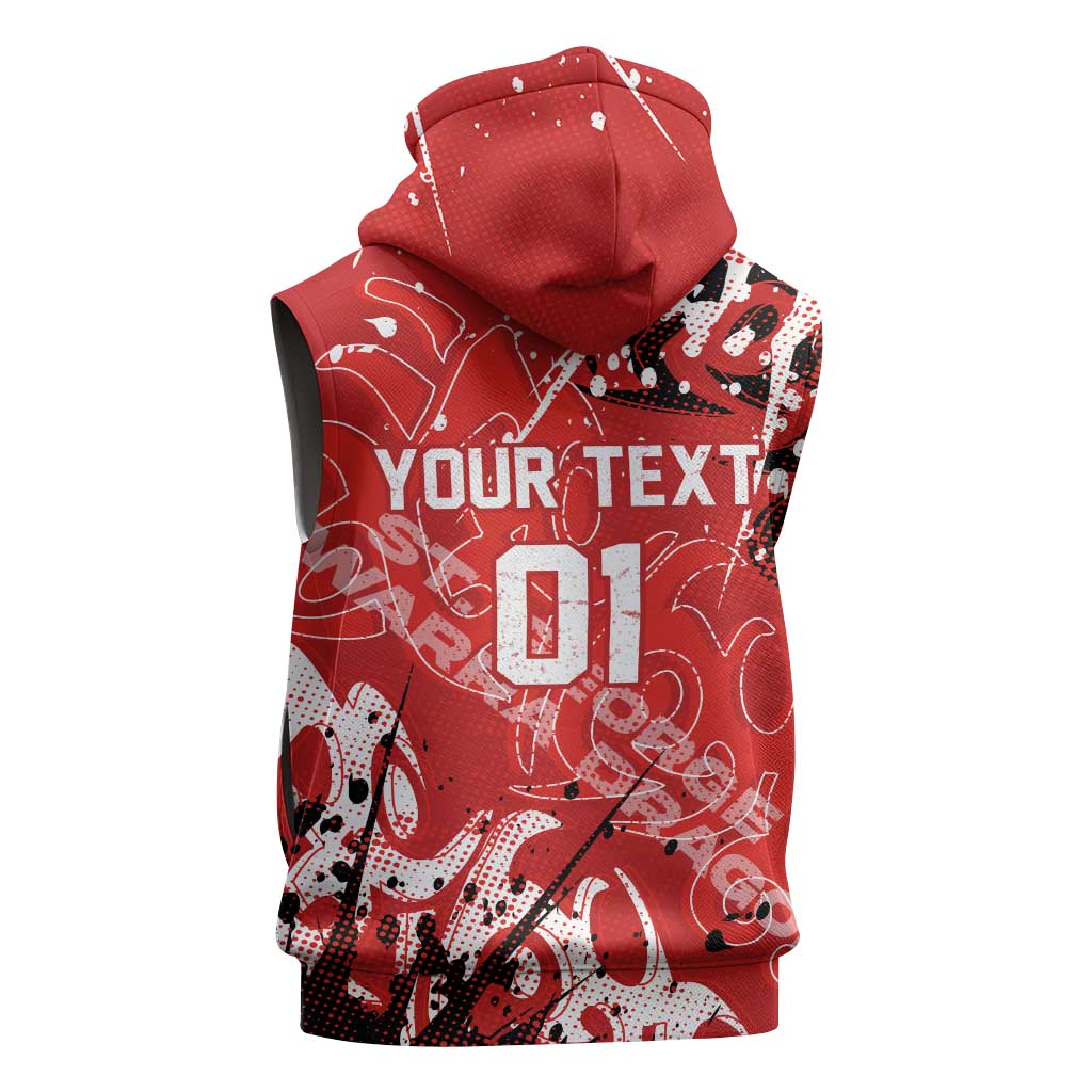 Personalized St. George Illawarra Dragons Rugby Sleeveless Zip Hoodie Urban Street Graffiti Style - Distressed Splatter Elements