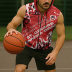 Personalized St. George Illawarra Dragons Rugby Sleeveless Zip Hoodie Urban Street Graffiti Style - Distressed Splatter Elements