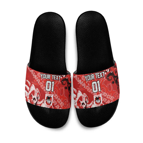 Personalized St. George Illawarra Dragons Rugby Slide Sandals Urban Street Graffiti Style - Distressed Splatter Elements