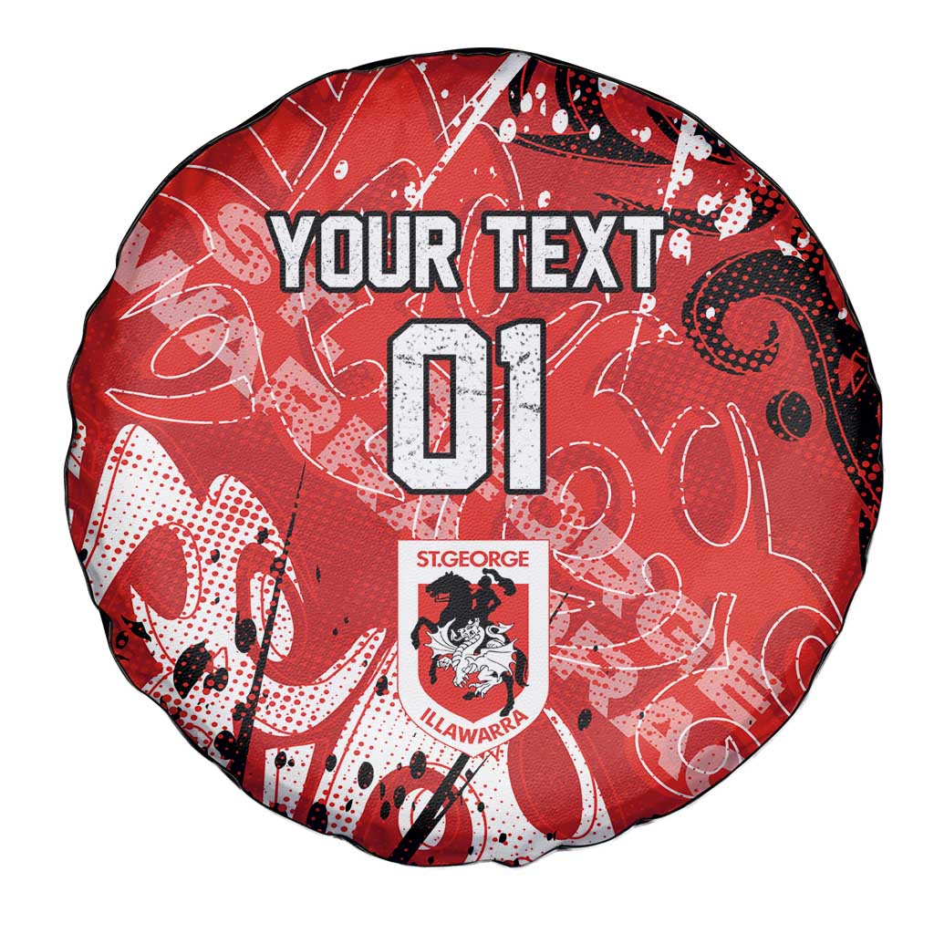 Personalized St. George Illawarra Dragons Rugby Spare Tire Cover Urban Street Graffiti Style - Distressed Splatter Elements