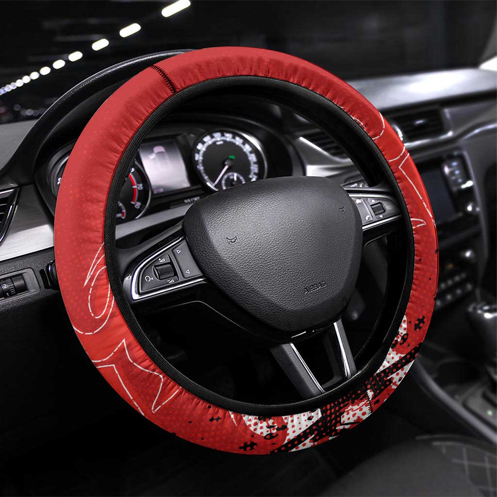 St. George Illawarra Dragons Rugby Steering Wheel Cover Urban Street Graffiti Style - Distressed Splatter Elements