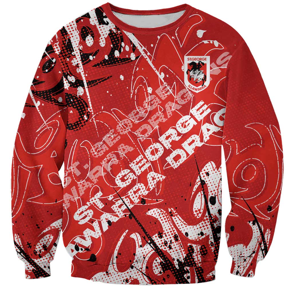 Personalized St. George Illawarra Dragons Rugby Sweatshirt Urban Street Graffiti Style - Distressed Splatter Elements