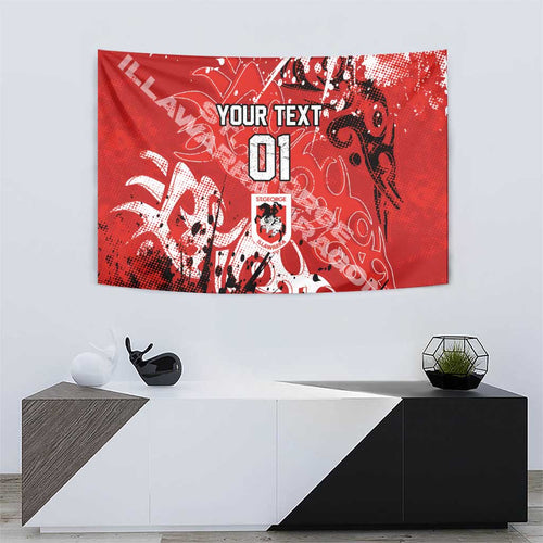 Personalized St. George Illawarra Dragons Rugby Tapestry Urban Street Graffiti Style - Distressed Splatter Elements