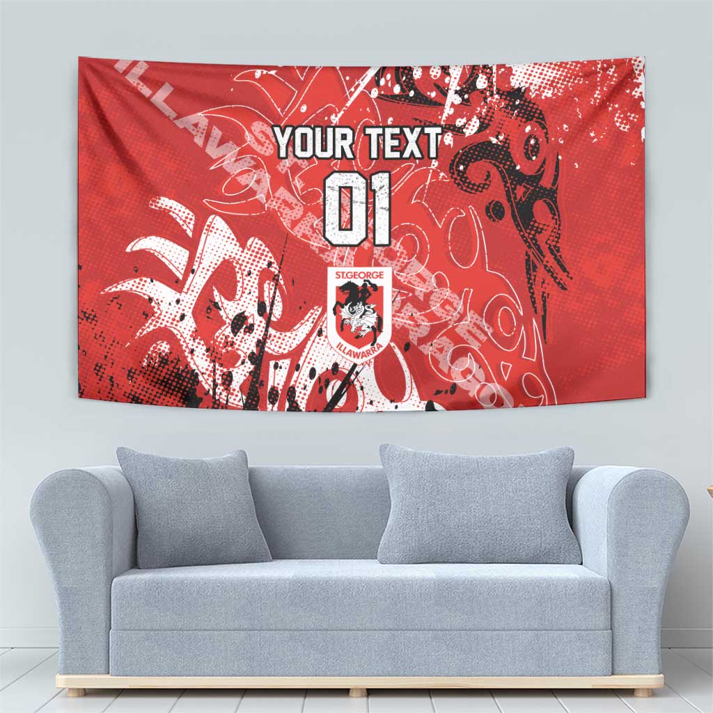 Personalized St. George Illawarra Dragons Rugby Tapestry Urban Street Graffiti Style - Distressed Splatter Elements