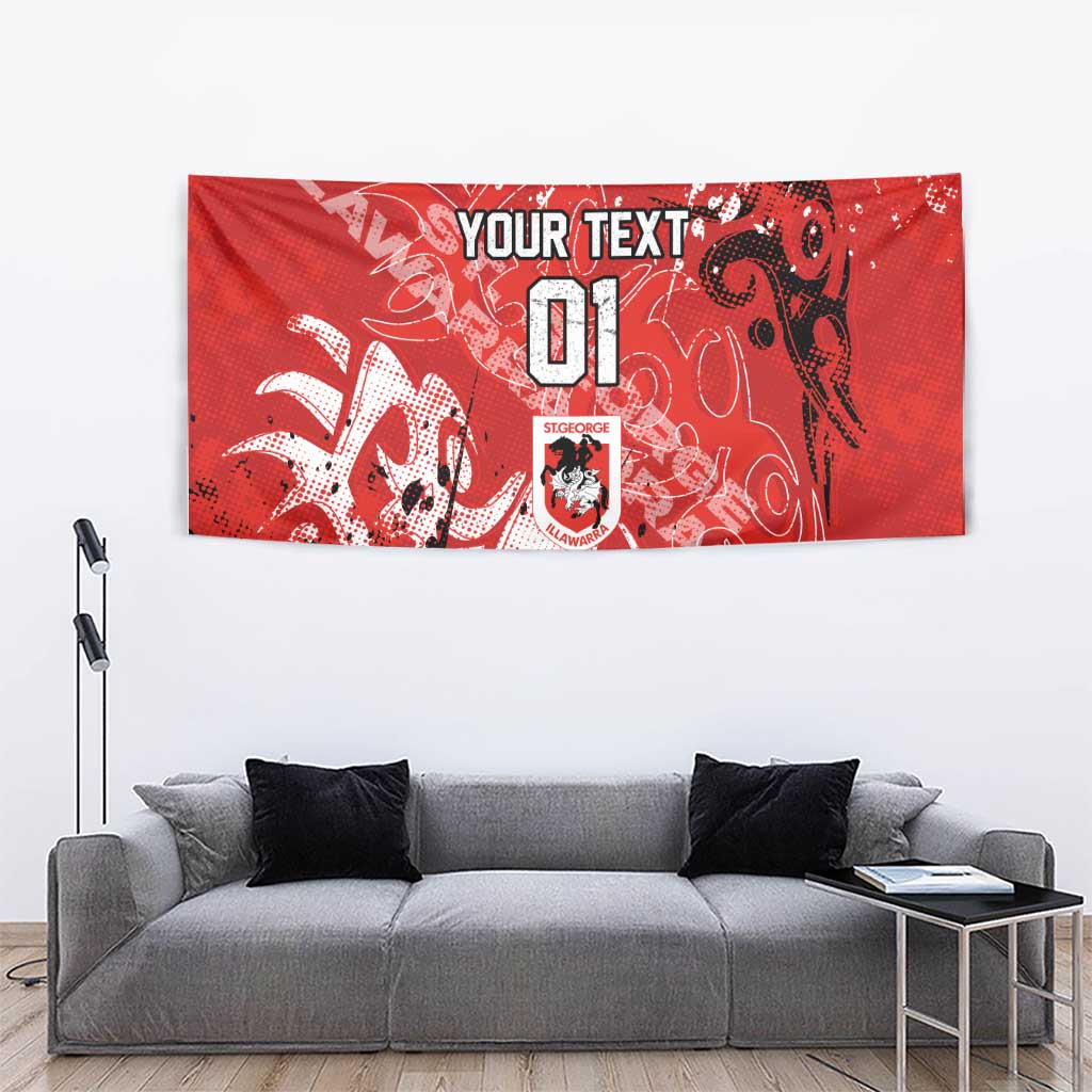 Personalized St. George Illawarra Dragons Rugby Tapestry Urban Street Graffiti Style - Distressed Splatter Elements