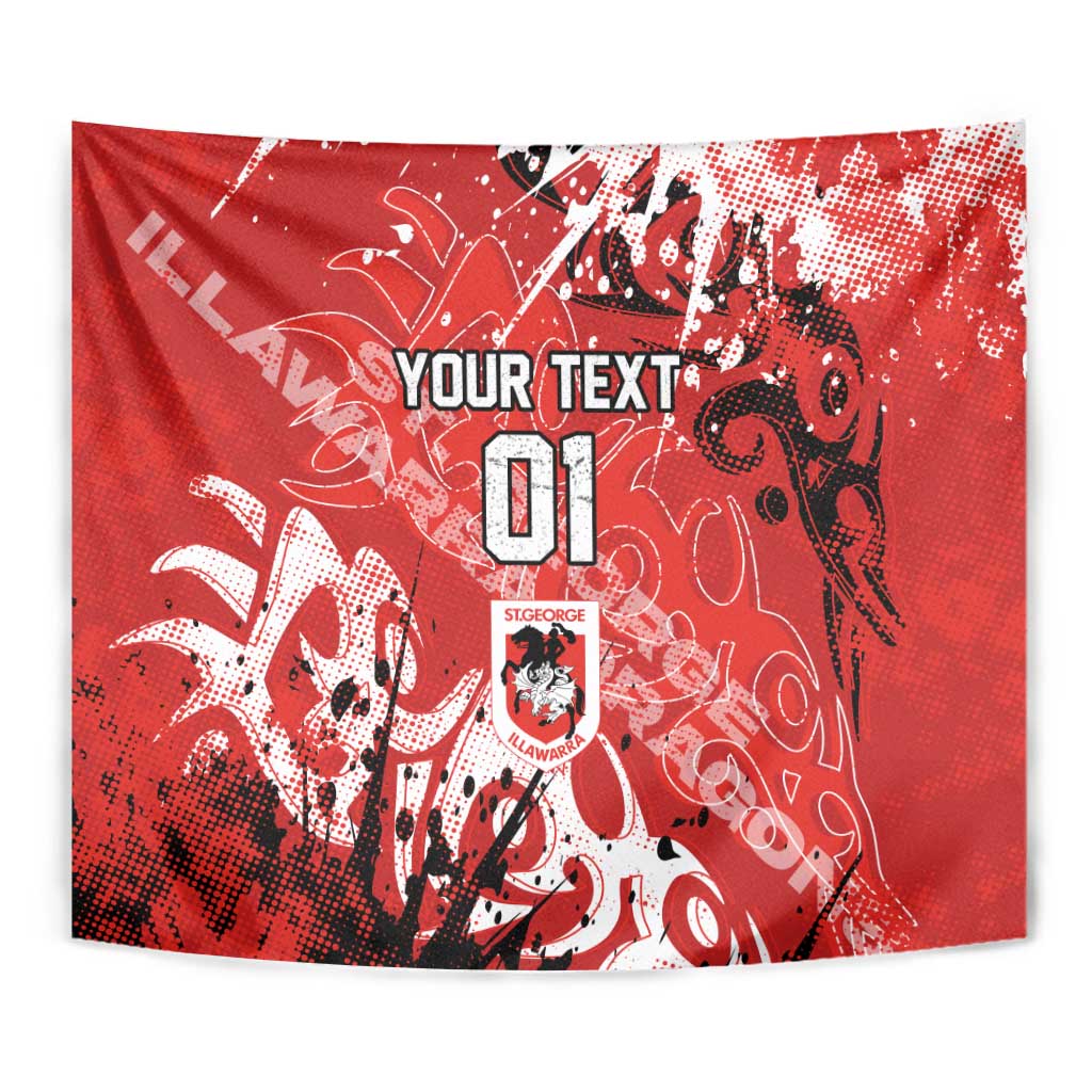 Personalized St. George Illawarra Dragons Rugby Tapestry Urban Street Graffiti Style - Distressed Splatter Elements