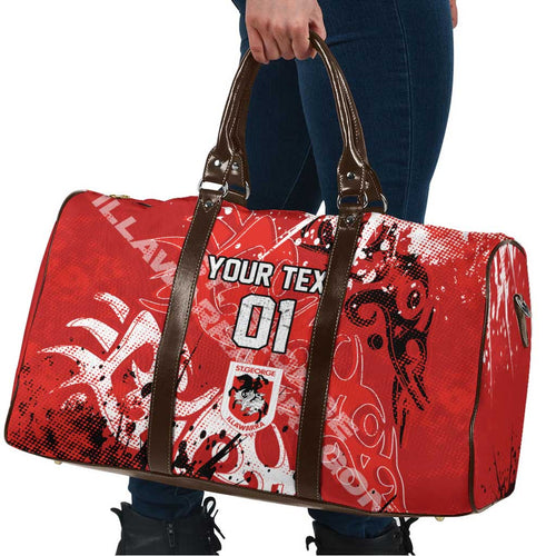 Personalized St. George Illawarra Dragons Rugby Travel Bag Urban Street Graffiti Style - Distressed Splatter Elements