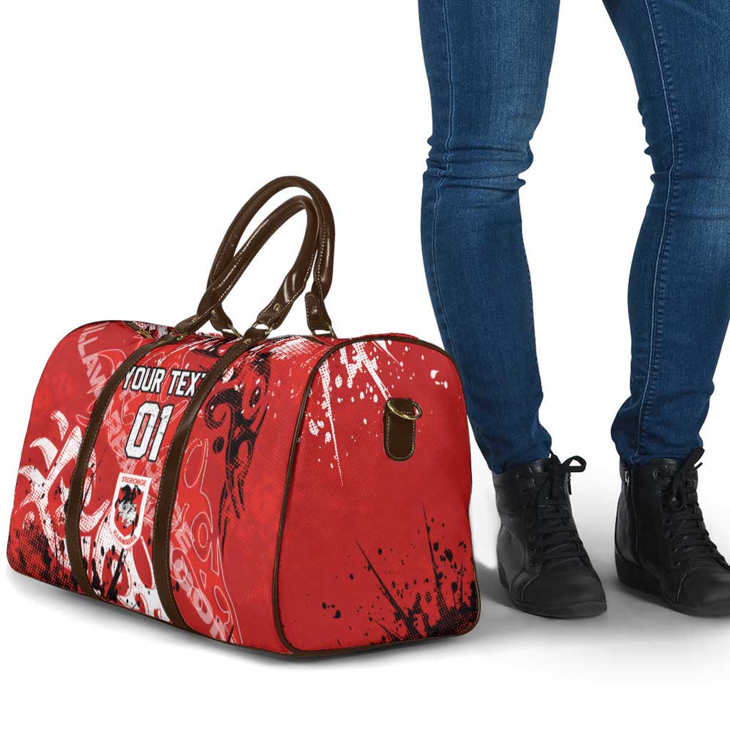 Personalized St. George Illawarra Dragons Rugby Travel Bag Urban Street Graffiti Style - Distressed Splatter Elements