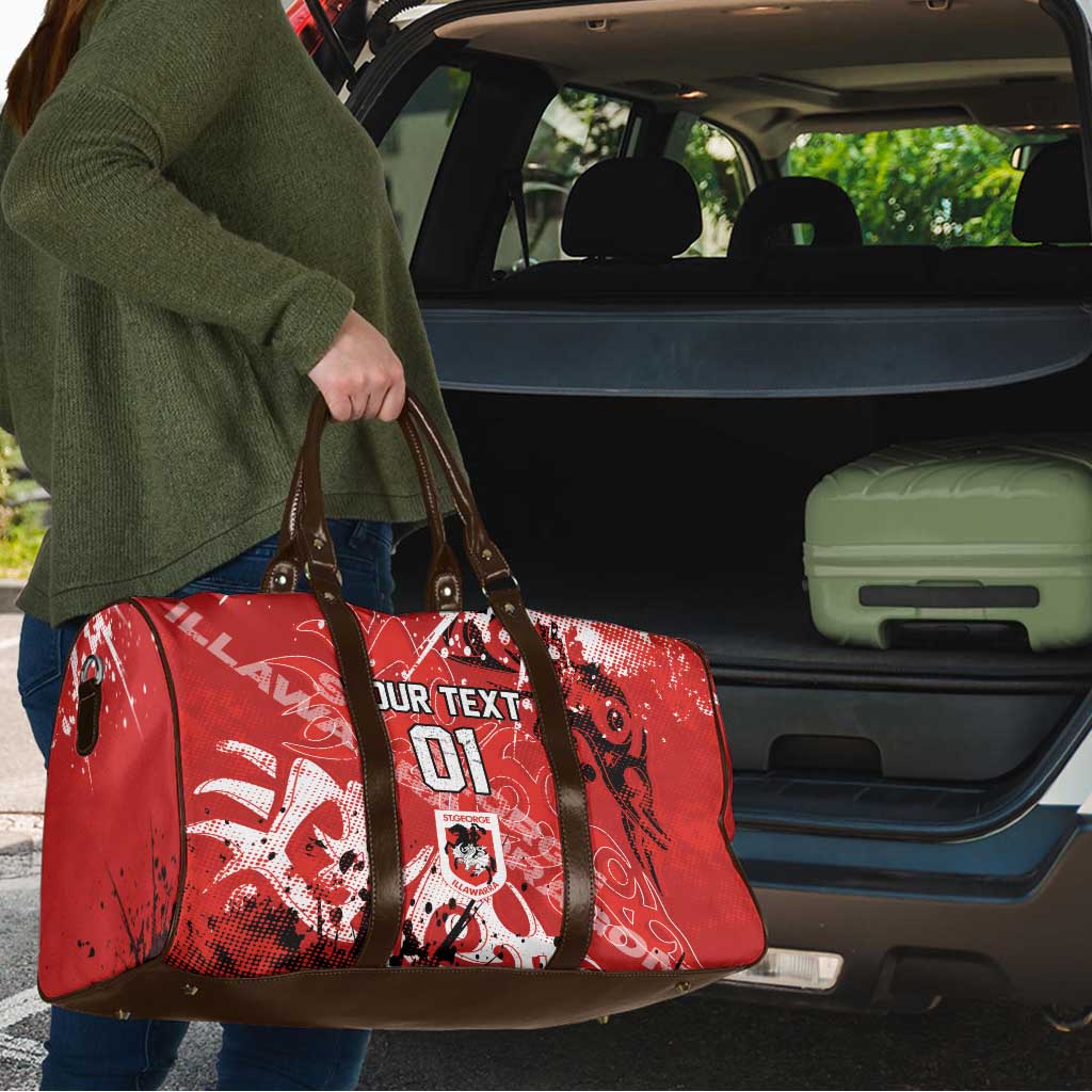 Personalized St. George Illawarra Dragons Rugby Travel Bag Urban Street Graffiti Style - Distressed Splatter Elements