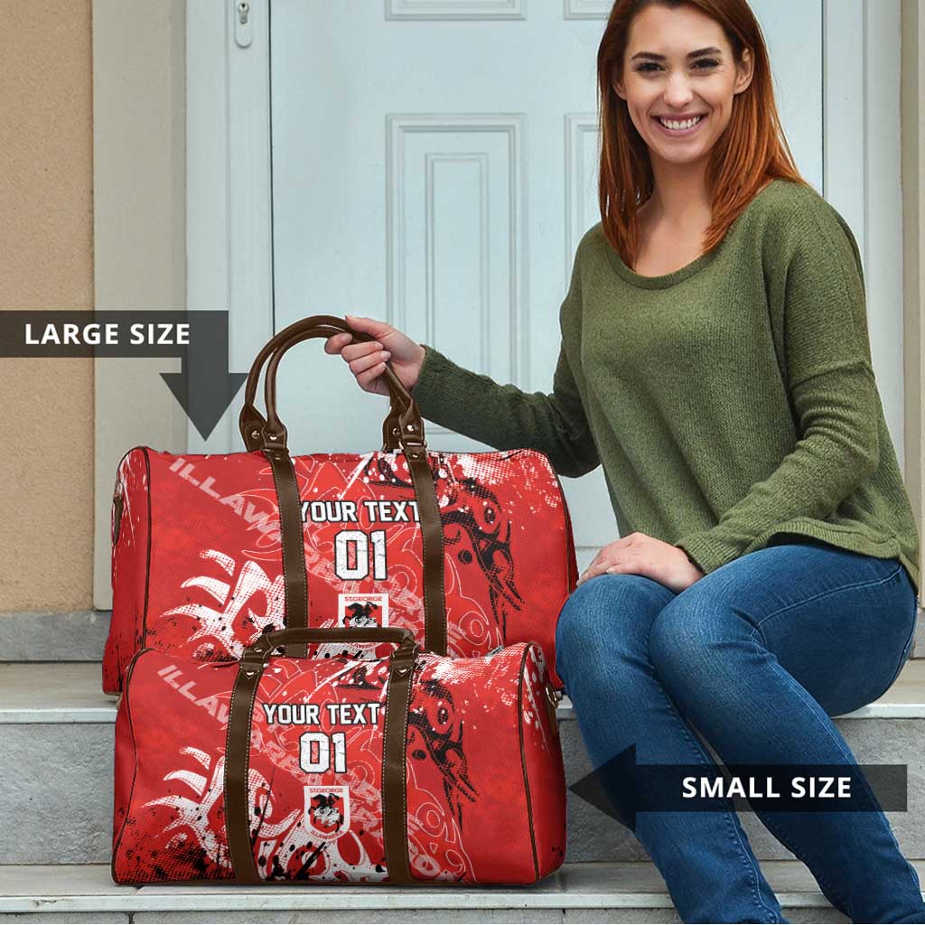 Personalized St. George Illawarra Dragons Rugby Travel Bag Urban Street Graffiti Style - Distressed Splatter Elements
