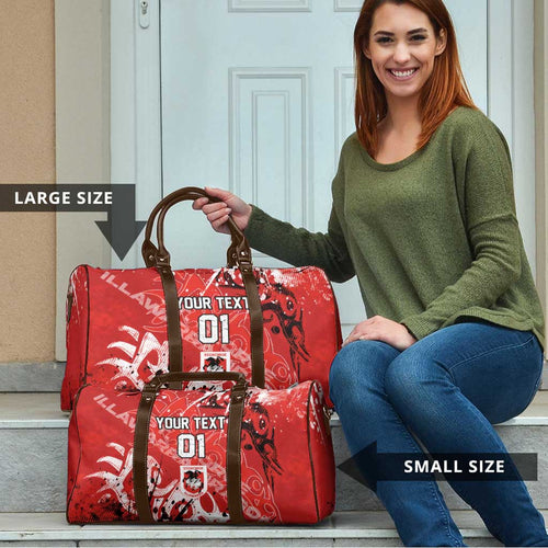 Personalized St. George Illawarra Dragons Rugby Travel Bag Urban Street Graffiti Style - Distressed Splatter Elements