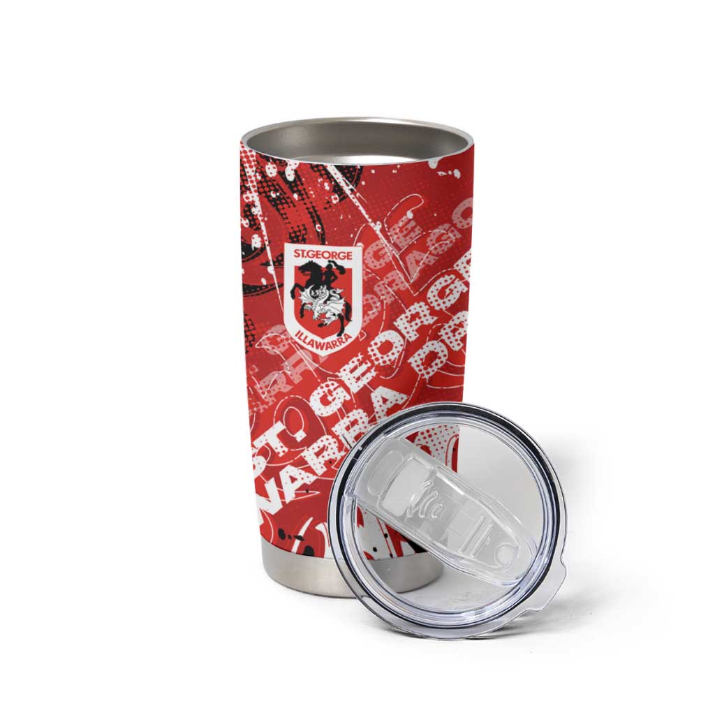 Personalized St. George Illawarra Dragons Rugby Tumbler Cup Urban Street Graffiti Style - Distressed Splatter Elements