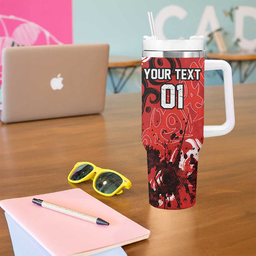 Personalized St. George Illawarra Dragons Rugby Tumbler With Handle Urban Street Graffiti Style - Distressed Splatter Elements
