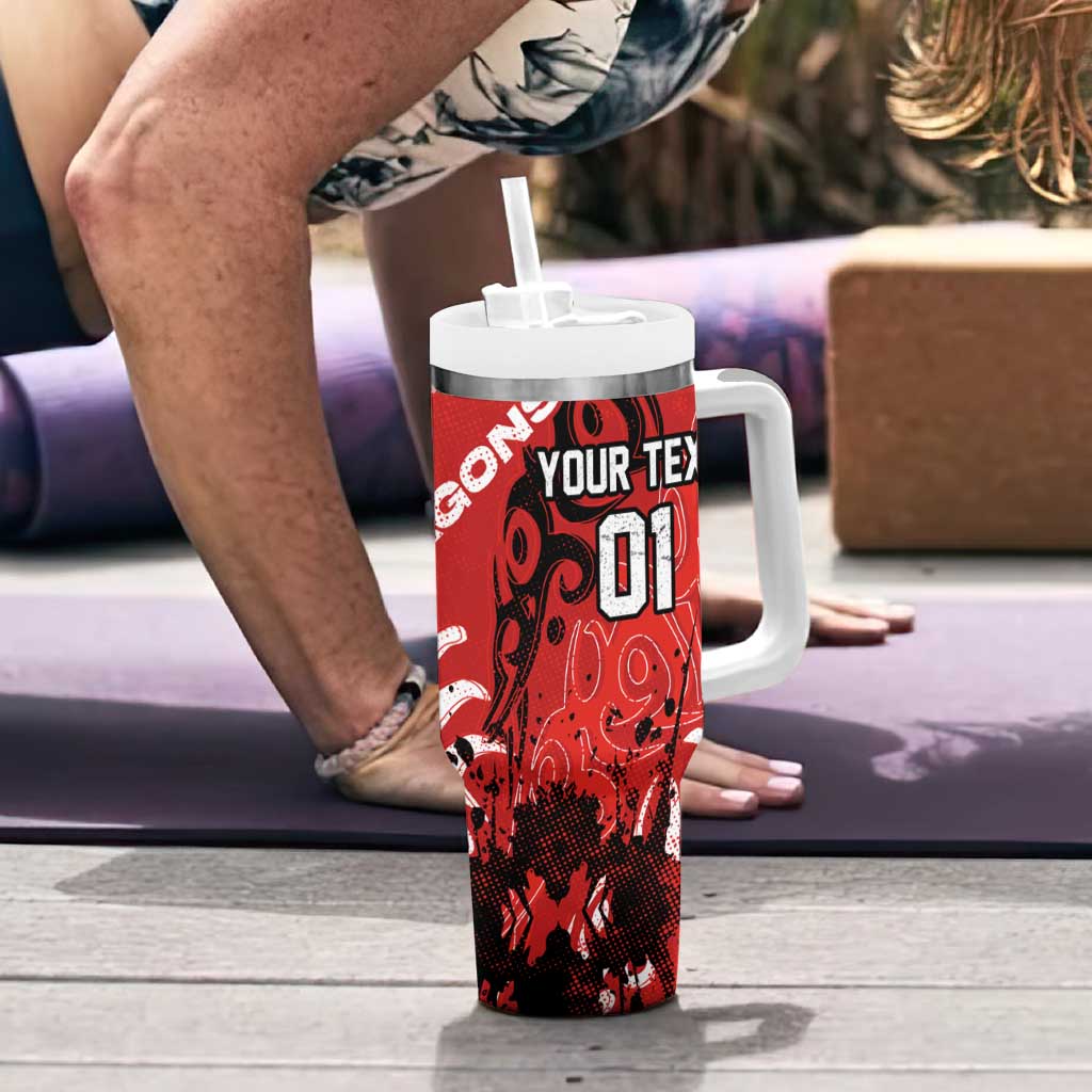 Personalized St. George Illawarra Dragons Rugby Tumbler With Handle Urban Street Graffiti Style - Distressed Splatter Elements