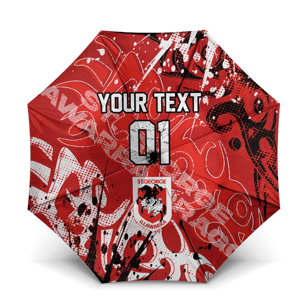 Personalized St. George Illawarra Dragons Rugby Umbrella Urban Street Graffiti Style - Distressed Splatter Elements