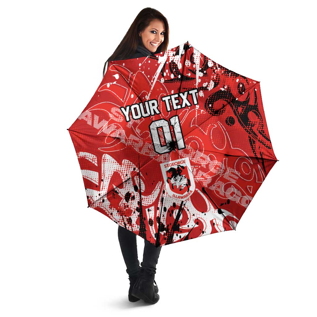Personalized St. George Illawarra Dragons Rugby Umbrella Urban Street Graffiti Style - Distressed Splatter Elements