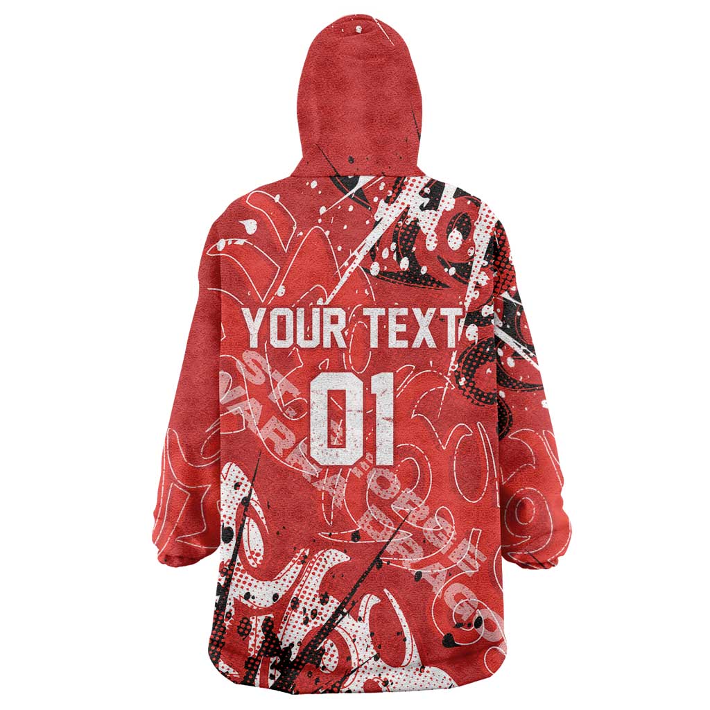 Personalized St. George Illawarra Dragons Rugby Wearable Blanket Hoodie Urban Street Graffiti Style - Distressed Splatter Elements