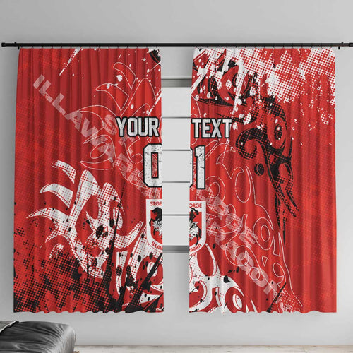 Personalized St. George Illawarra Dragons Rugby Window Curtain Urban Street Graffiti Style - Distressed Splatter Elements