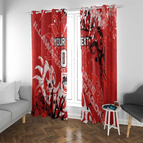 Personalized St. George Illawarra Dragons Rugby Window Curtain Urban Street Graffiti Style - Distressed Splatter Elements