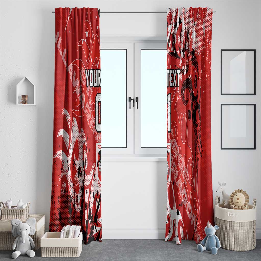 Personalized St. George Illawarra Dragons Rugby Window Curtain Urban Street Graffiti Style - Distressed Splatter Elements
