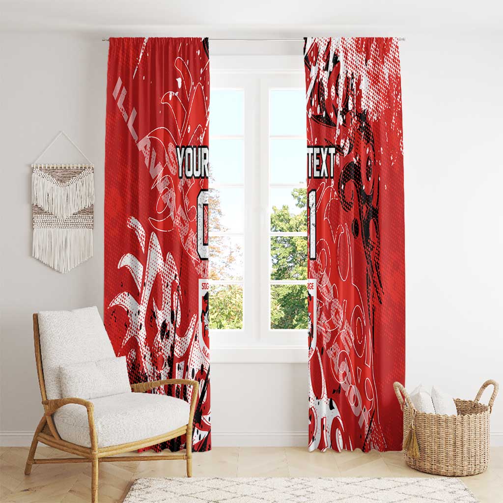 Personalized St. George Illawarra Dragons Rugby Window Curtain Urban Street Graffiti Style - Distressed Splatter Elements