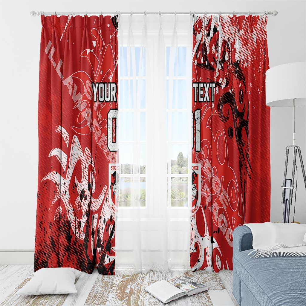 Personalized St. George Illawarra Dragons Rugby Window Curtain Urban Street Graffiti Style - Distressed Splatter Elements