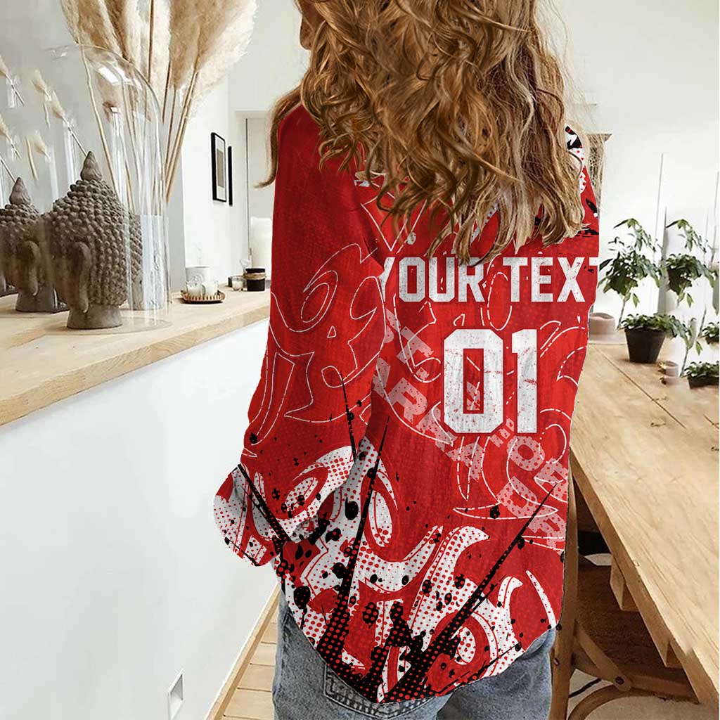Personalized St. George Illawarra Dragons Rugby Women Casual Shirt Urban Street Graffiti Style - Distressed Splatter Elements