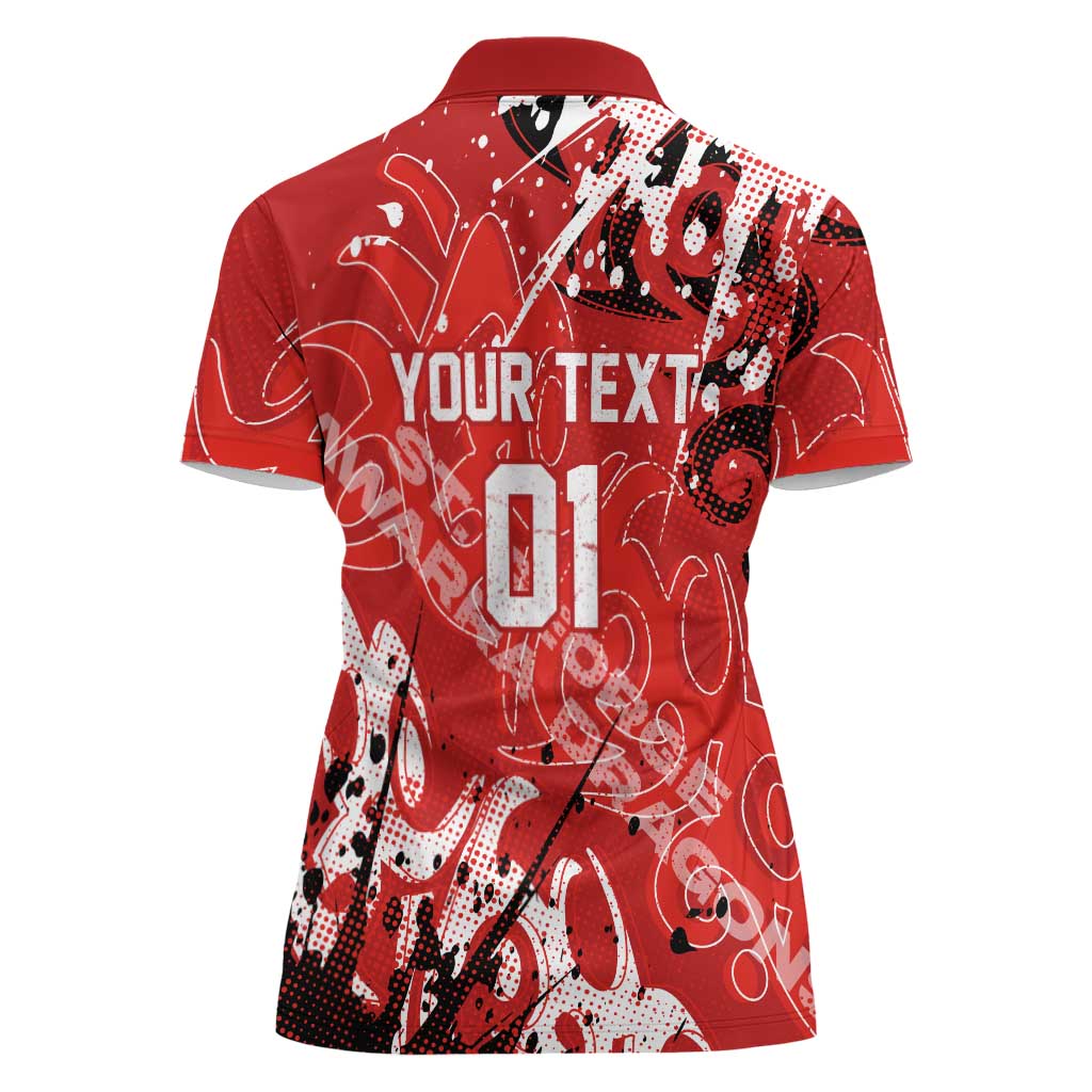 Personalized St. George Illawarra Dragons Rugby Women Polo Shirt Urban Street Graffiti Style - Distressed Splatter Elements