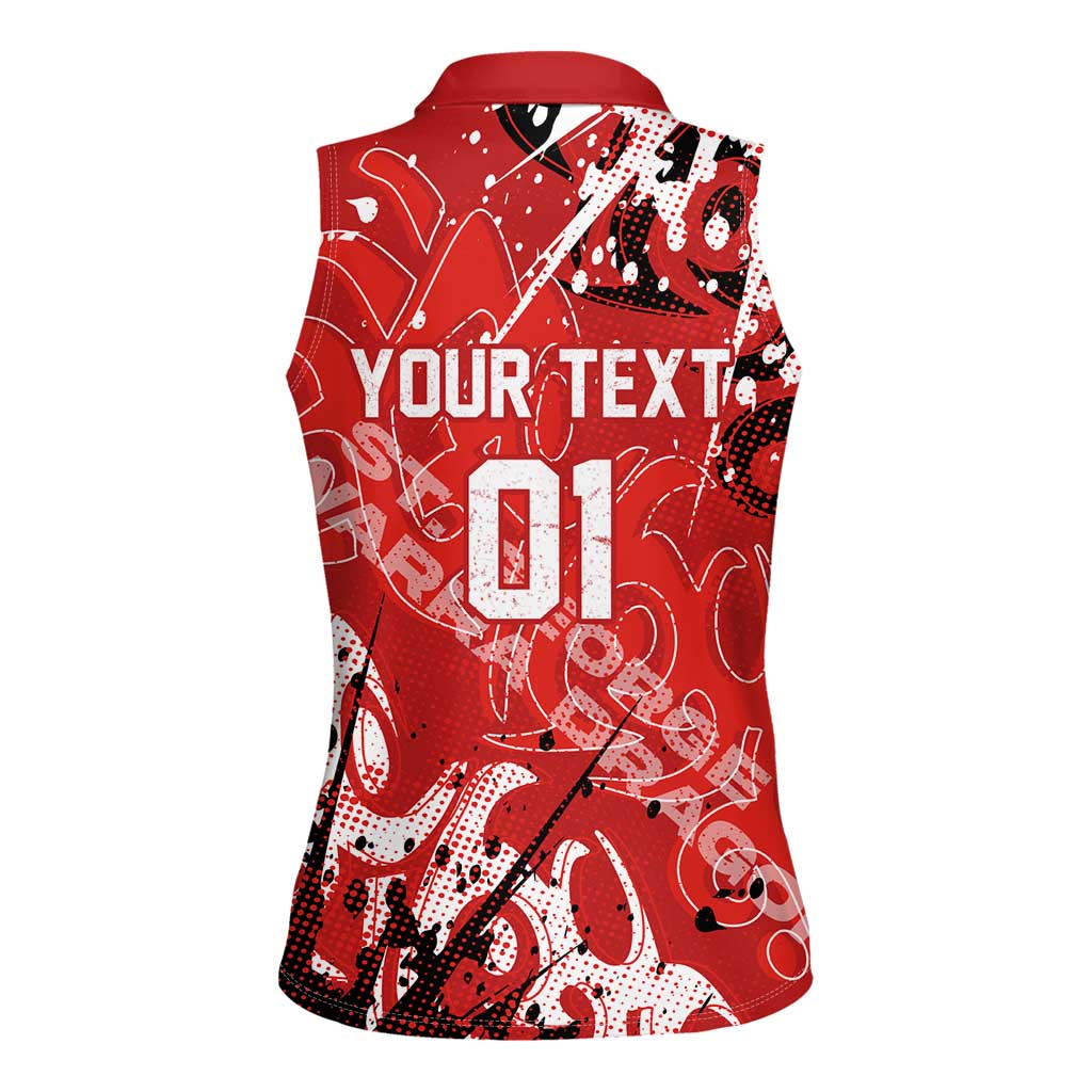 Personalized St. George Illawarra Dragons Rugby Women Sleeveless Polo Shirt Urban Street Graffiti Style - Distressed Splatter Elements