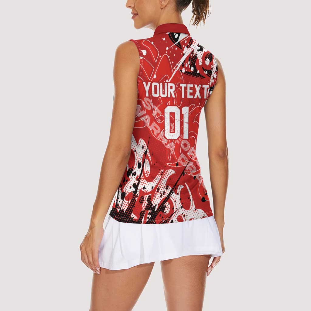 Personalized St. George Illawarra Dragons Rugby Women Sleeveless Polo Shirt Urban Street Graffiti Style - Distressed Splatter Elements