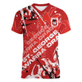 Personalized St. George Illawarra Dragons Rugby Women V-Neck T-Shirt Urban Street Graffiti Style - Distressed Splatter Elements
