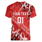Personalized St. George Illawarra Dragons Rugby Women V-Neck T-Shirt Urban Street Graffiti Style - Distressed Splatter Elements