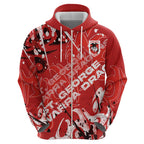 Personalized St. George Illawarra Dragons Rugby Zip Hoodie Urban Street Graffiti Style - Distressed Splatter Elements