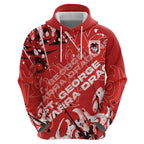 Personalized St. George Illawarra Dragons Rugby Zip Hoodie Urban Street Graffiti Style - Distressed Splatter Elements